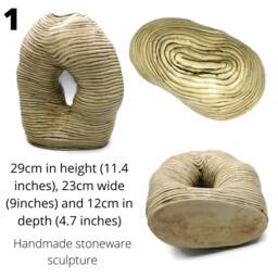 Handmade Modern Ceramic Sculpture - Hollow Shaped Textured Large Floor Vase - thumbnail 3
