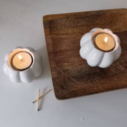 Ceramic Pumpkin White Orange Tealight Holder Autumn Home Decor For Halloween - thumbnail 4