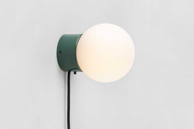 Zoe Wall Sconce Dark Green Plug-In On/Off Switch White Sphere Milk Glass Globe Plafond Bedside Lamp - image 1