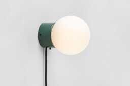Zoe Wall Sconce Dark Green Plug-In On/Off Switch White Sphere Milk Glass Globe Plafond Bedside Lamp