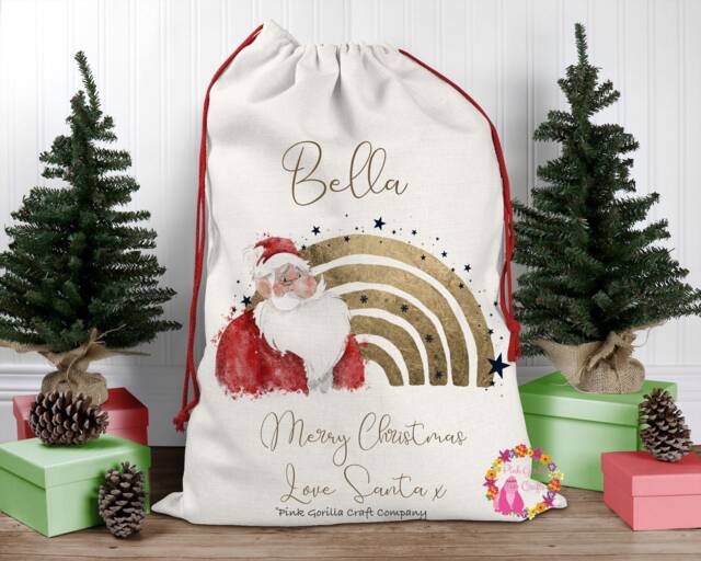 Christmas Sack, Santa Xmas Decoration, Personalised Gift, Bag, Custom Bag - image 1