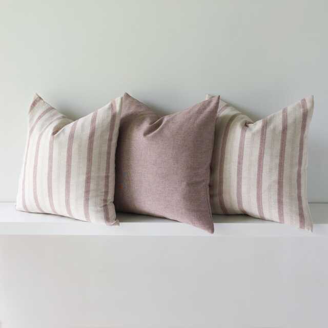 Red Striped Pillow Cover Set, Cotton Linen Farmhouse Cushions - image 1