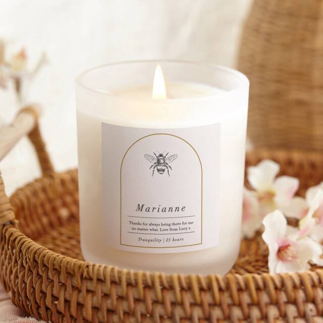 Bee Personalised Candle Gift - Frosted Glass, Soy Wax - image 1
