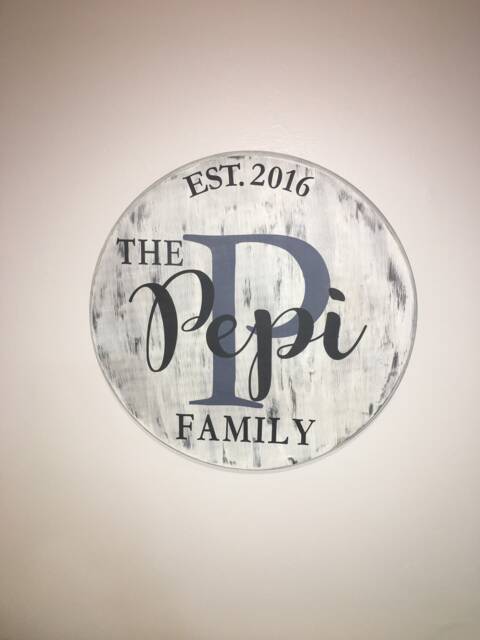 Personalized Round Family Name Sign - Rustic Wood Wall Decor - image 1