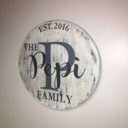 Personalized Round Family Name Sign - Rustic Wood Wall Decor - thumbnail 2