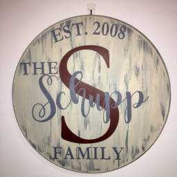 Personalized Round Family Name Sign - Rustic Wood Wall Decor - thumbnail 3