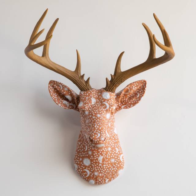 Faux Taxidermy Deer Head Fabric Wall Mount - Decor Celestial Boho Fad3200 - image 1
