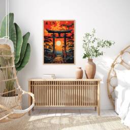 Sacred Passage Through Torii Gate Japanese Sunset Wall Art A3 A4 Spiritual Home Decor Gift - thumbnail 3
