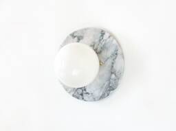 Marble & White Glass Globe Round Vanity Fixture Light Bathroom Kitchen Wall Sconce Foyer Lighting