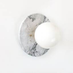 Marble & White Glass Globe Round Vanity Fixture Light Bathroom Kitchen Wall Sconce Foyer Lighting - thumbnail 3