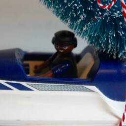 Large, Altered, Playmobil, Police, Boat, And, Police Man, With, Christmas Tree, Christmas, Decoration, Ornament, Toy, Collectible, Present - thumbnail 2