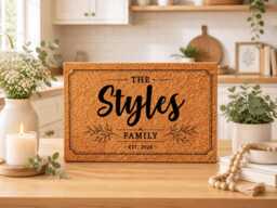 Established Date Rectangular Border - Custom Est Year Coir Doormat - Family Founded Mat Housewarming & Anniversary Gift - thumbnail 1