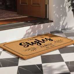 Established Date Rectangular Border - Custom Est Year Coir Doormat - Family Founded Mat Housewarming & Anniversary Gift - thumbnail 3