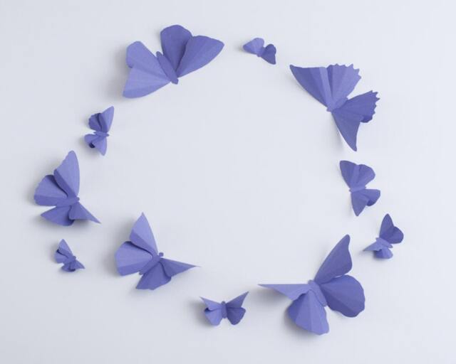 3D Butterfly Wall Art Heliotrope Purple Paper Silhouettes For Home Art Decor, Nursery, Children's Room - image 1
