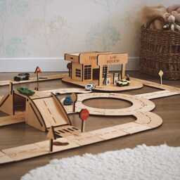 Wooden Car Track, Puzzle Road, Montessori Educational Toys, Christmas Baby Gift, Toddler's Birthday Handmade Fall Toys - thumbnail 3