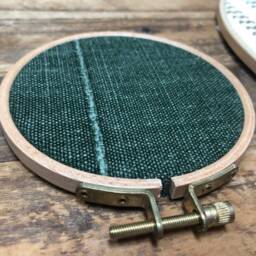 Designer Textile Gallery Wall Art Set - Wood Circle Frame Various Sizes, Modern Boho, Authentic Vintage Of 6 - thumbnail 2
