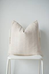 Hmong Textile Pillow Cover Cream Striped Ethnic Home Decor - thumbnail 1