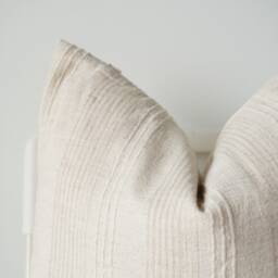 Hmong Textile Pillow Cover Cream Striped Ethnic Home Decor - thumbnail 2