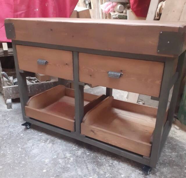 Butchers Block Style Kitchen Island On Castors - image 1