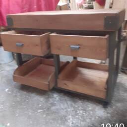 Butchers Block Style Kitchen Island On Castors - thumbnail 3