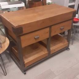 Butchers Block Style Kitchen Island On Castors - thumbnail 4
