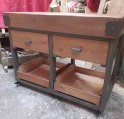 Butchers Block Style Kitchen Island On Castors