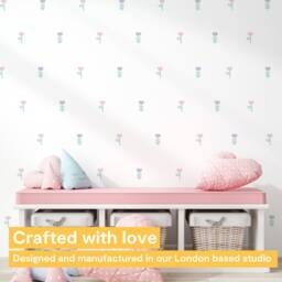 Soft Pastel Floral Wall Stickers - Meadow Flower Decal Wildflower PVC Free, No Odour Kids Fabric Peel & Stick - thumbnail 2
