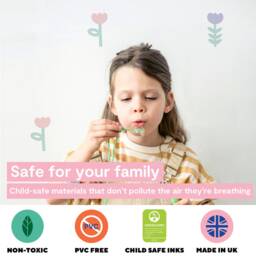 Soft Pastel Floral Wall Stickers - Meadow Flower Decal Wildflower PVC Free, No Odour Kids Fabric Peel & Stick - thumbnail 3