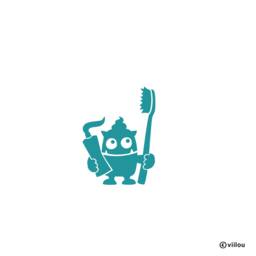 Monster Sticker Brush Your Teeth Illustration Bathroom Decor Kids Mirror Stickers Children Decals Monsters Pictures Bath Wall Deco Diy - thumbnail 1