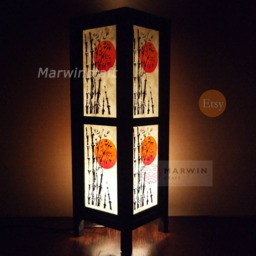 Limited Asian Oriental Bamboo Sunset Japanese Lamp Zen Bedside Floor Table Paper Light Shades Bedroom Home Decor - thumbnail 2