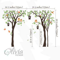 Baby Nursey Tree Wall Decal With Owls, Bird Cages & Birds Nursery Decor Large Mural Color Whimsical Sticker - Nt035 - thumbnail 3