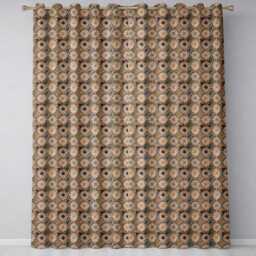 Vintage Beige Floral Geometric Tile Seamless Pattern Readymade Eyelet Ring Top Thermal 100% Blackout Curtains - thumbnail 2