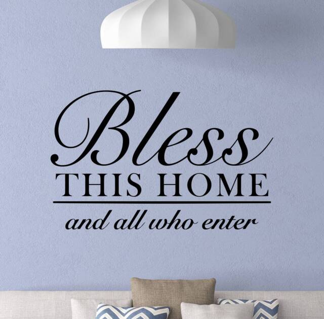 Bless This Home & All Who Enter Wall Decal Entryway Poster Religious Welcome Sign Quote Vinyl Sticker Gift Hallway Decor Art 4-83 - image 1