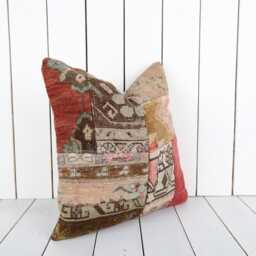 Vintage Turkish Kilim Pillow Cover Bohemian Accent Cushion - 16x16 - thumbnail 2