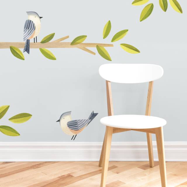 Tufted Titmouse - Fabric Wall Decal Feather Mej - image 1