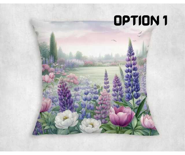 Pastel Spring Garden Cushion Cover Floral Canvas Pillow - image 1