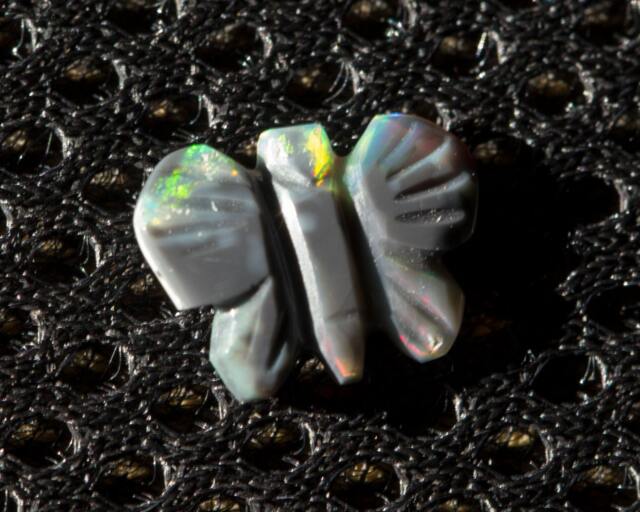 Rainbow Blackopal Butterfly With Red Green & Blue Fire Opal Carving - 1.8 Cts - image 1