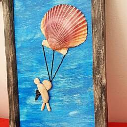 Picture Of Stones, Paratrooper, Stone Art, Parachutist Made Shell, Drawing With Gigt, Wall Decoration, Soldier - thumbnail 3
