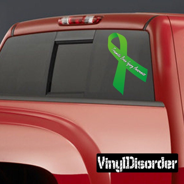 Traumatic Brain Injury Awareness Ribbon Vinyl Wall Decal Or Car Sticker