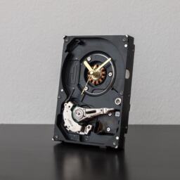 Modern Clock, Boyfriend Gift, Hard Drive Unique Small Desk Industrial Mens Husband Dad Gift - thumbnail 1