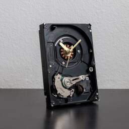 Modern Clock, Boyfriend Gift, Hard Drive Unique Small Desk Industrial Mens Husband Dad Gift - thumbnail 3