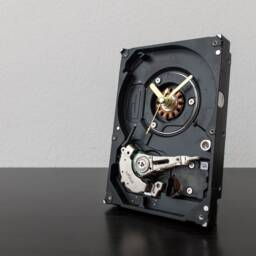 Modern Clock, Boyfriend Gift, Hard Drive Unique Small Desk Industrial Mens Husband Dad Gift - thumbnail 2