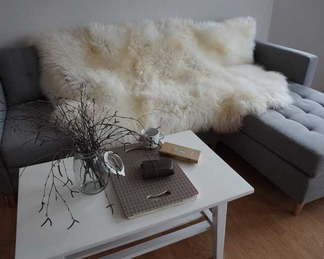 "Giant Sheepskin Triple Xxl White Throw Genuine Leather Sheep Skin 64"" X 46" - image 1