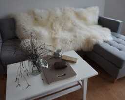 "Giant Sheepskin Triple Xxl White Throw Genuine Leather Sheep Skin 64"" X 46" - thumbnail 1