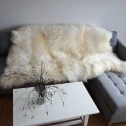 "Giant Sheepskin Triple Xxl White Throw Genuine Leather Sheep Skin 64"" X 46" - thumbnail 3