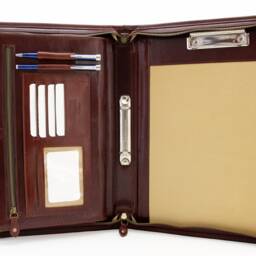 Leather Document Holder, Ring Binder 2 Rings, Laptop & Notepad Conference Folder, Leather Clipboard, Folder Brown - thumbnail 2