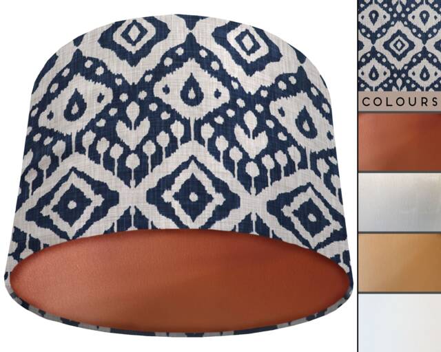 Handmade Blue Geometric Lampshade Bohemian Light Fixture - image 1