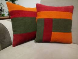 Patchwork Kilim Pillow 16 X16 Inches Multicolor Pperde Kilim Patchwork Pillow Cushion Wool Handmade