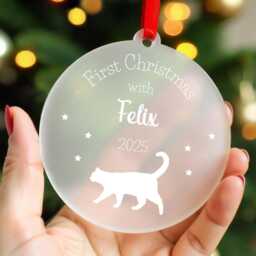 Cat Christmas Decoration - First New Kitten Gift Ornament Lover With Red Bag - thumbnail 2