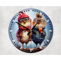 Birds Of A Feather Glass Wall Clock Whimsical Home Decor - thumbnail 2